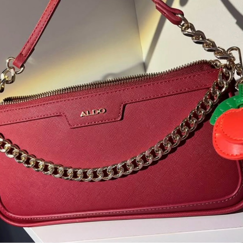 Aldo Red Shoulder Bag with Chain Strap